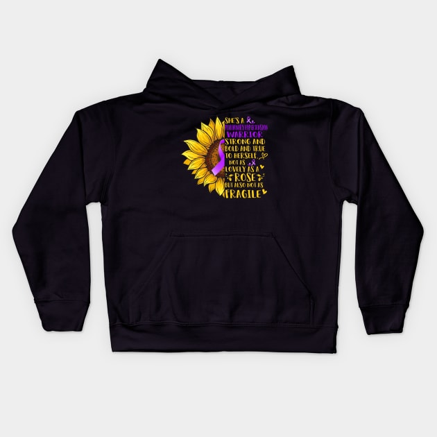 She's A Pulmonary Hypertension Warrior Support Pulmonary Hypertension Warrior Gifts Kids Hoodie by ThePassion99